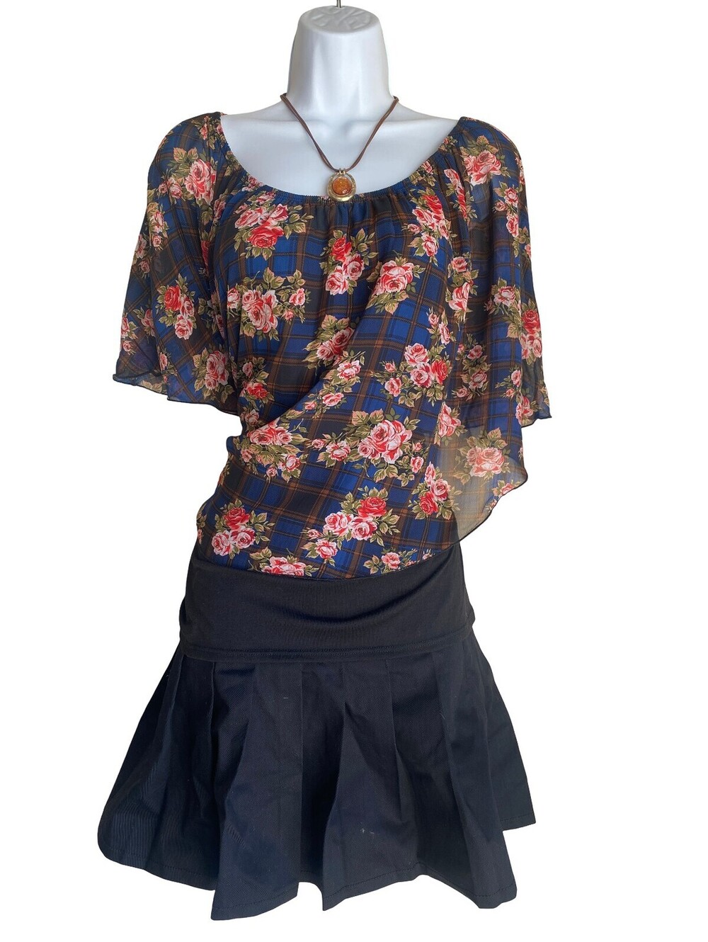 VTG Claudia Richard Plusm 1X Floral Boho Shawl Blouse Set Cottagecore Whimsigoth